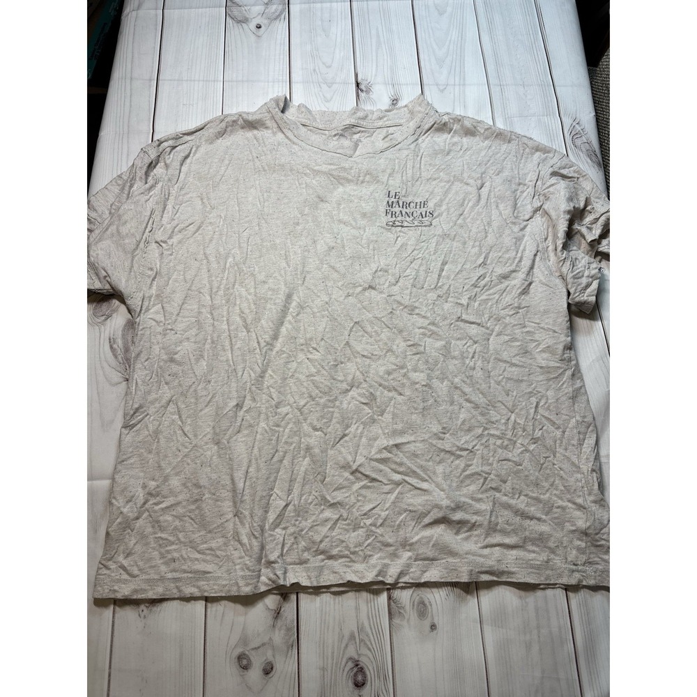 Aerie Oversized Boyfriend Tee Light Grey French Market Graphic Shirt Medium